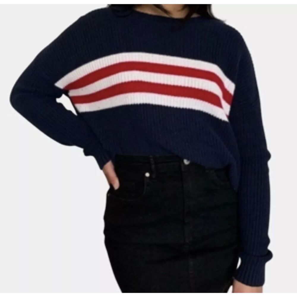 Hollister Open Knit Sweater Metallic Silver Pullover Crewneck Womens XS